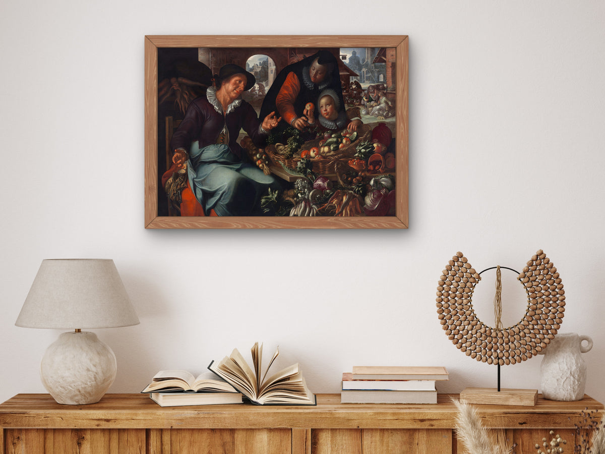 The Fruit and Vegetable Seller by Joachim Wtewael 1612, Wall Art Print, Fine Art Reproduction, Museum Quality Decor, Poster
