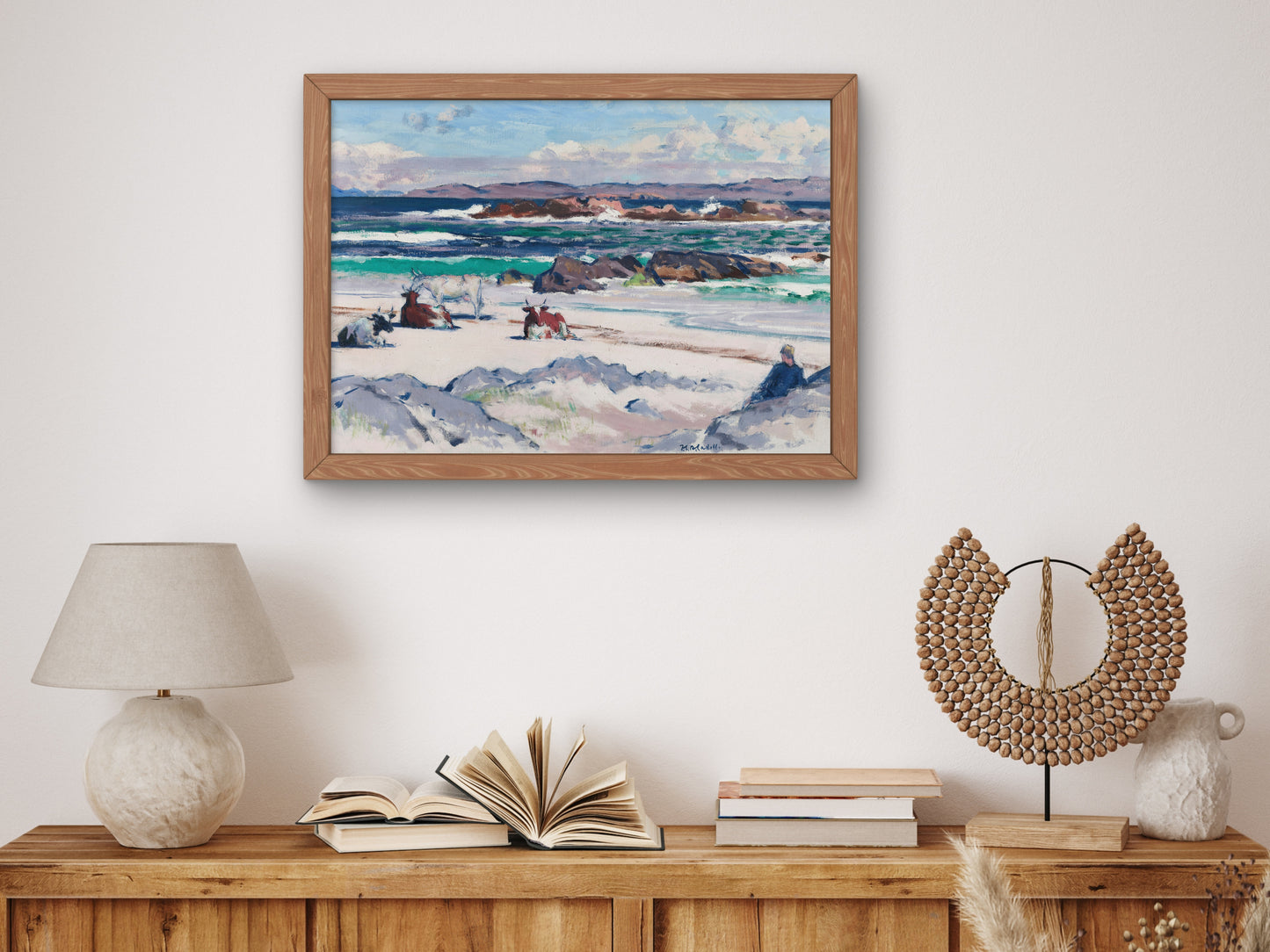 Cattle on the Shore, Iona by Francis Cadell, Wall Art Print, Fine Art Reproduction, Museum Quality Decor, Poster