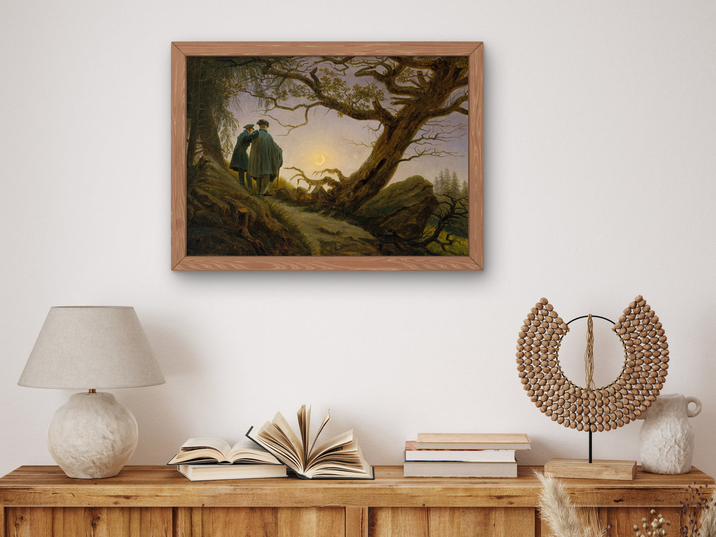 Two Men Contemplating the Moon by Caspar David Friedrich, Wall Art Print, Fine Art Reproduction, Museum Quality Decor, Poster
