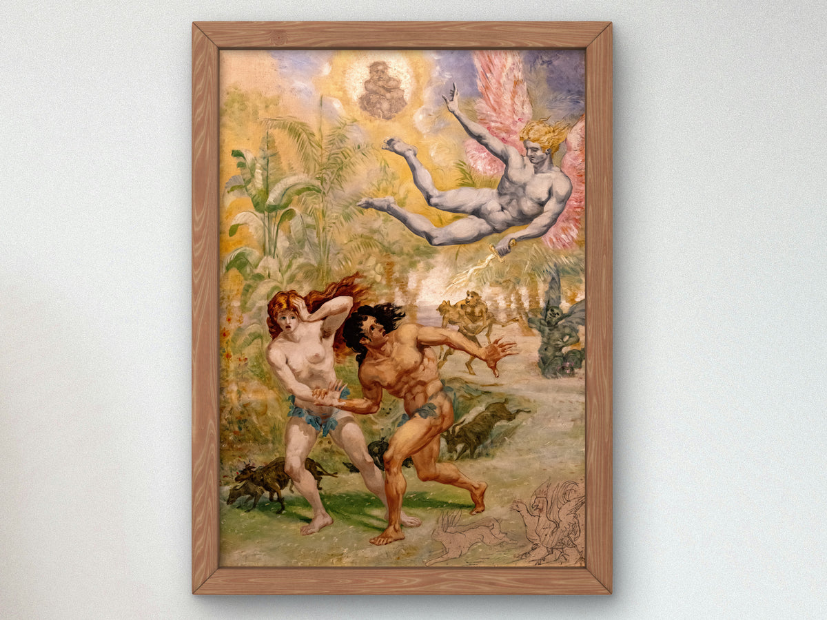 Eve and Adam Expelled from Paradise by Jean Baptiste Cariven, Wall Art Print, Fine Art Reproduction, Museum Quality Decor, Poster