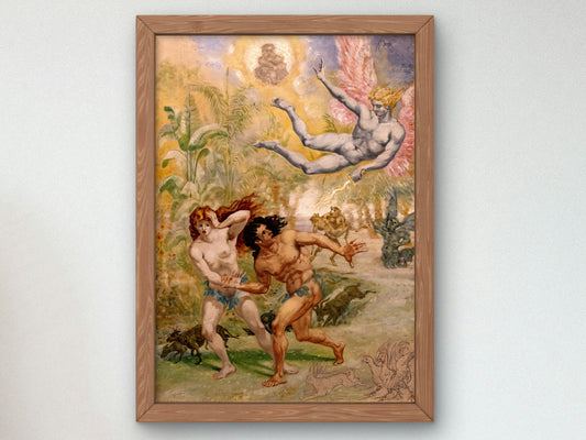 Eve and Adam Expelled from Paradise by Jean Baptiste Cariven, Wall Art Print, Fine Art Reproduction, Museum Quality Decor, Poster