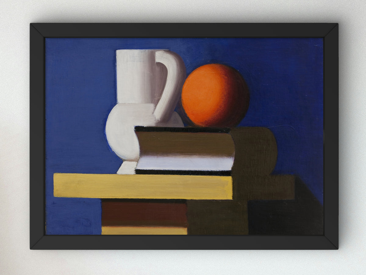 Still Life with White Jar, Orange and Book by Vilhelm Lundstrøm 1932, Wall Art Print, Fine Art Reproduction, Museum Quality Decor, Poster