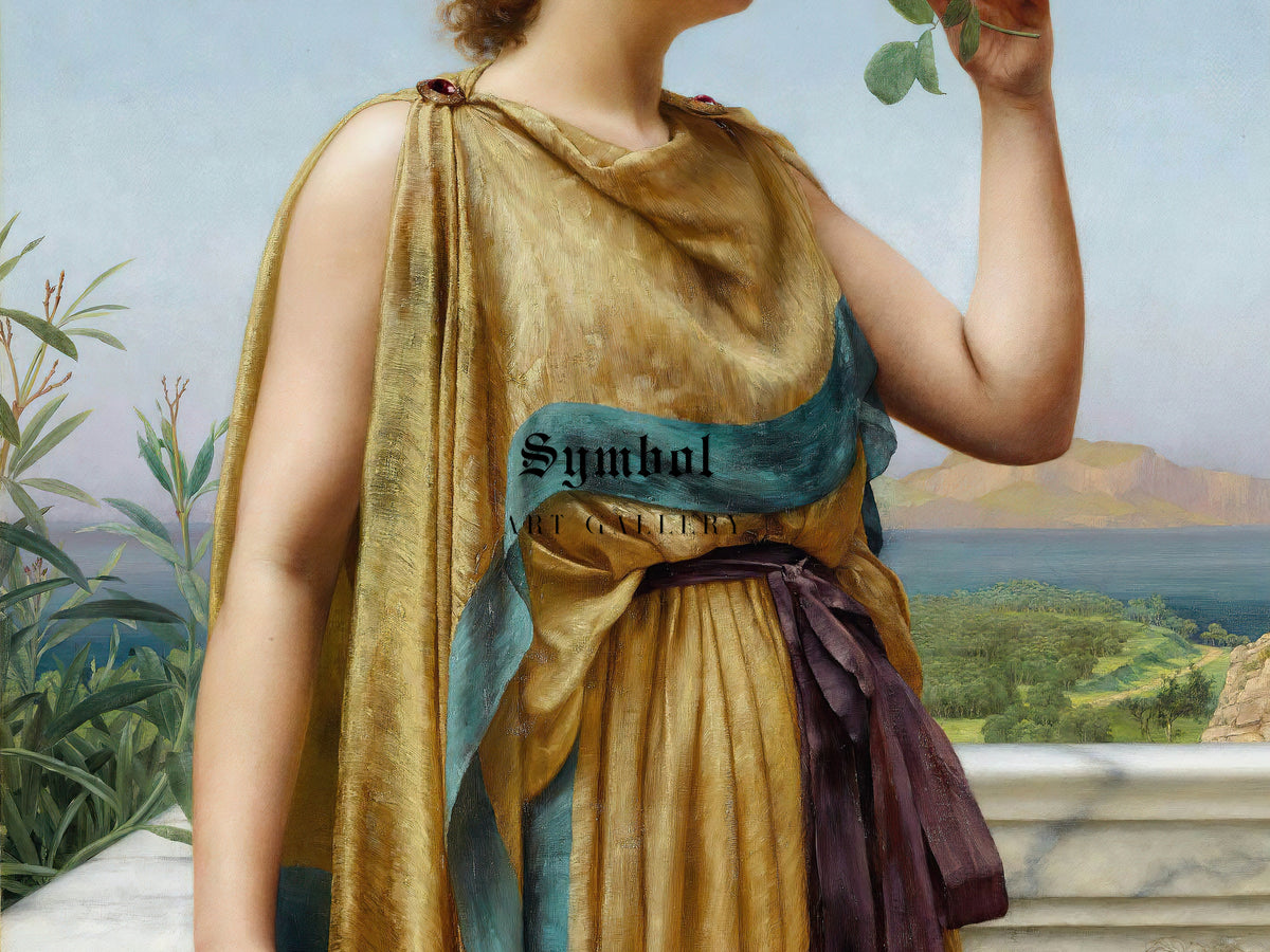 The Fragrant Rose by John William Godward 1892, Wall Art Print, Fine Art Reproduction, Museum Quality Decor, Poster