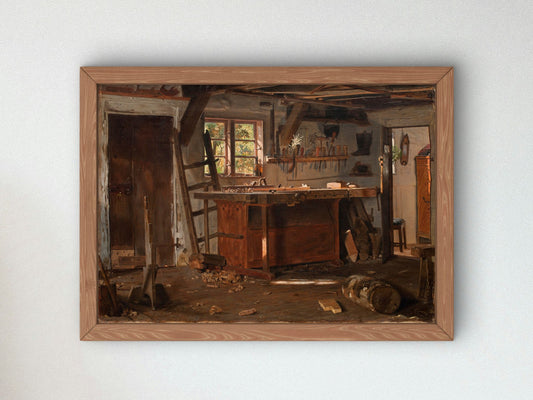 A Carpenter's Workshop by Christen Dalsgaard 1855, Wall Art Print, Fine Art Reproduction, Museum Quality Decor, Poster