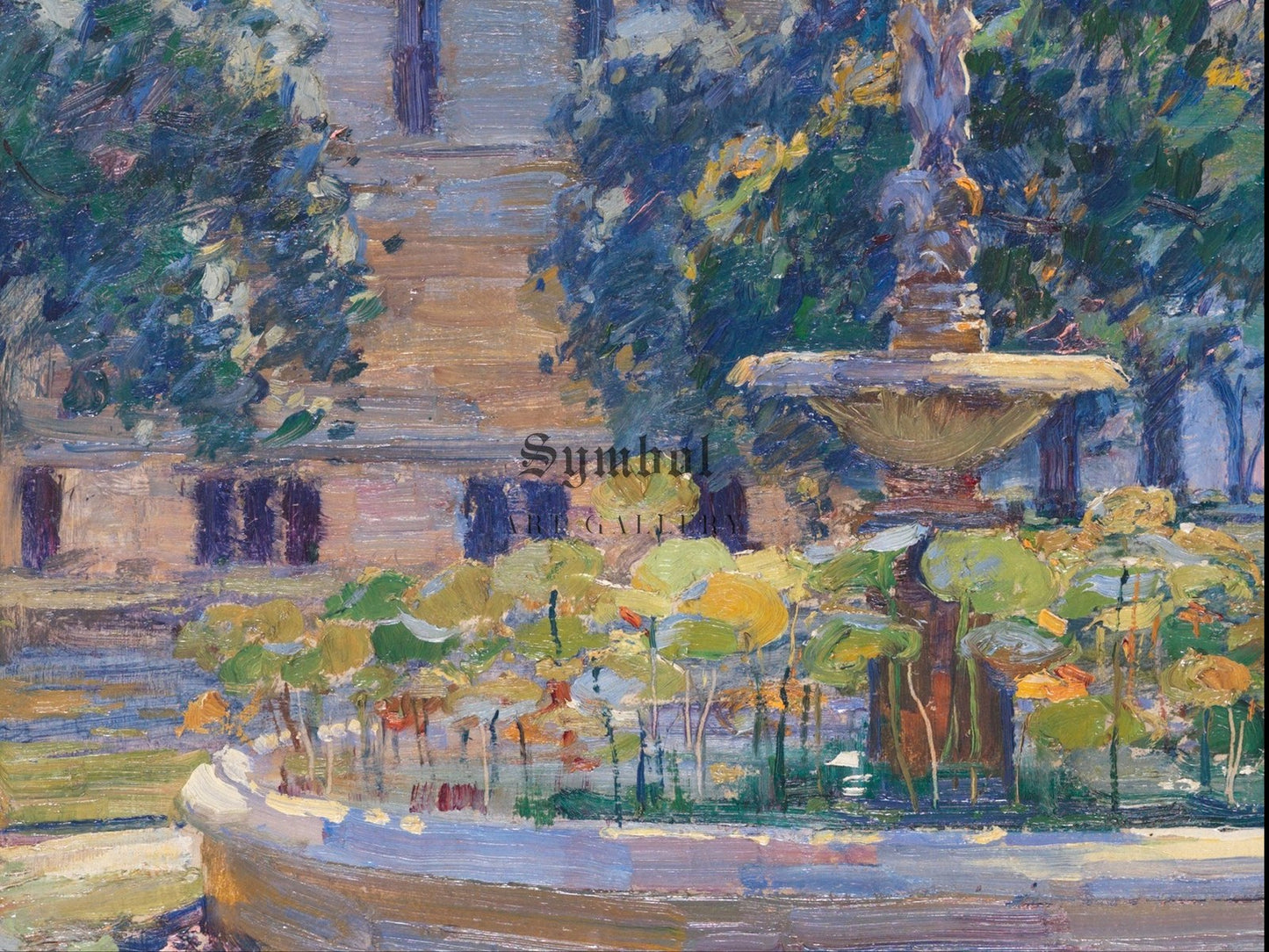 The Lotus Fountain Newcomb College Campus by Ellsworth Woodward 1917, Wall Art Print, Fine Art Reproduction, Museum Quality Decor, Poster