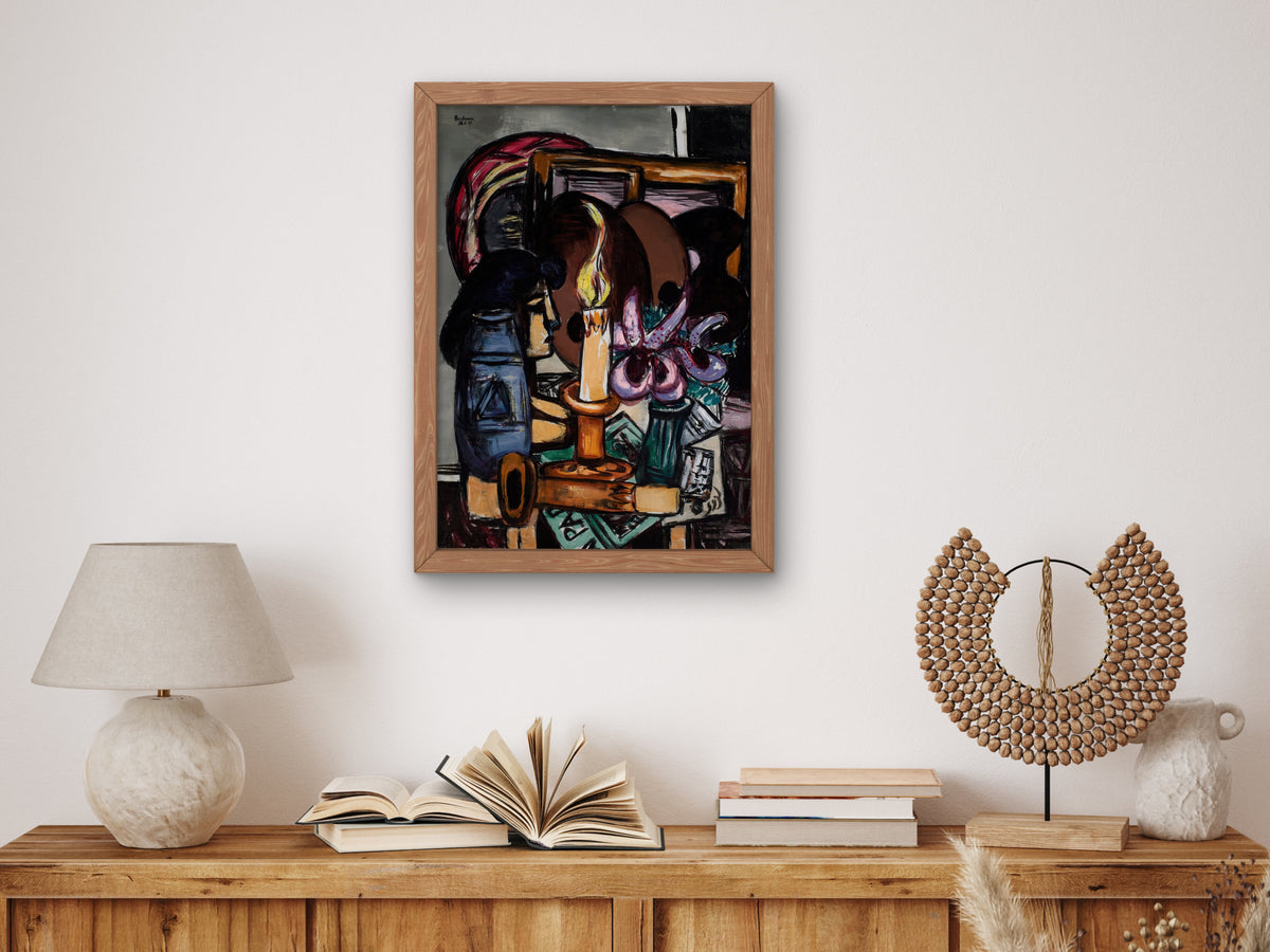 Still Life with Two Large Candles by Max Beckmann 1947, Wall Art Print, Fine Art Reproduction, Museum Quality Decor, Poster