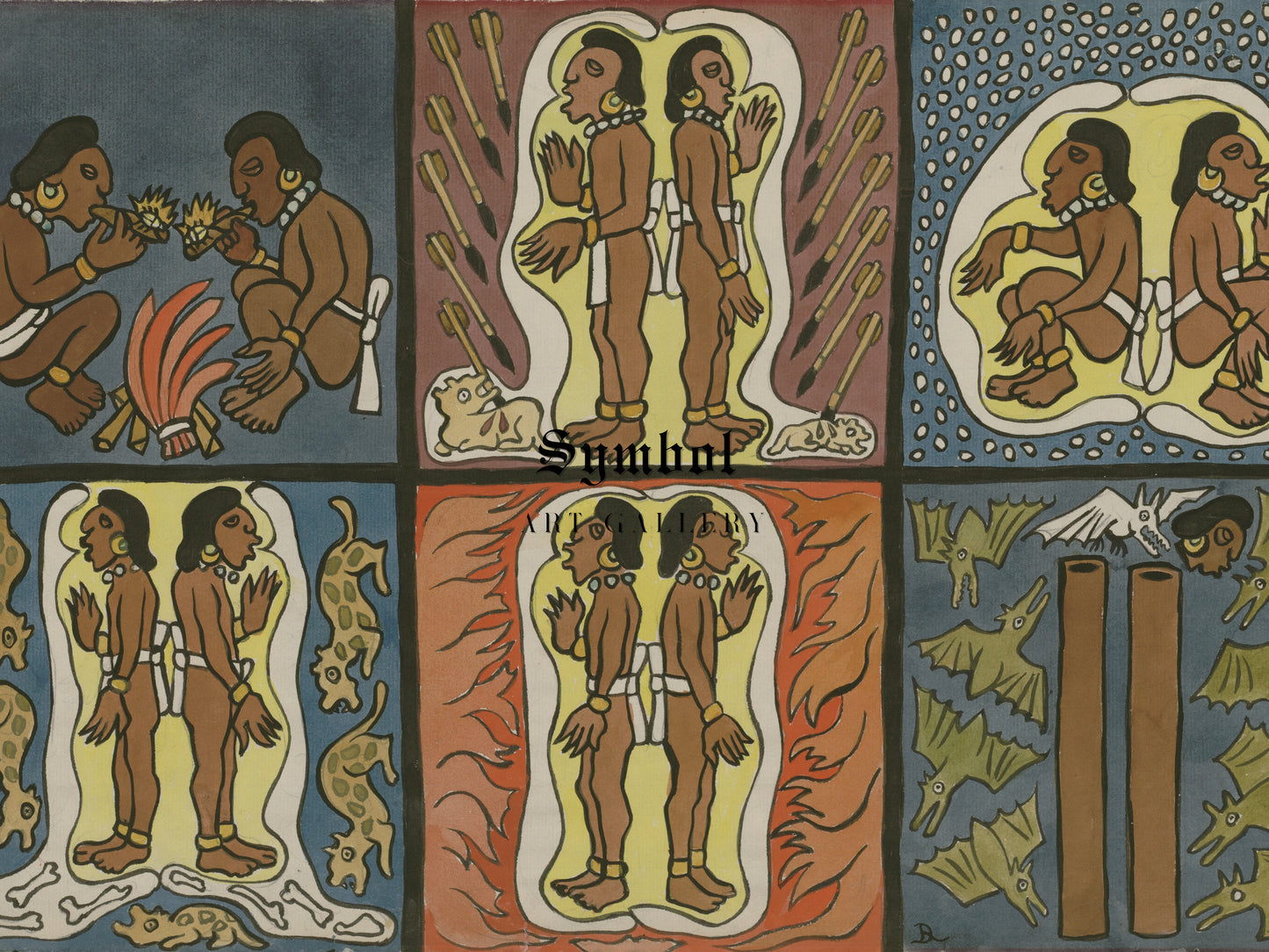 Trials of the Hero Twins by Diego Rivera 1931, Wall Art Print, Fine Art Reproduction, Museum Quality Decor, Poster