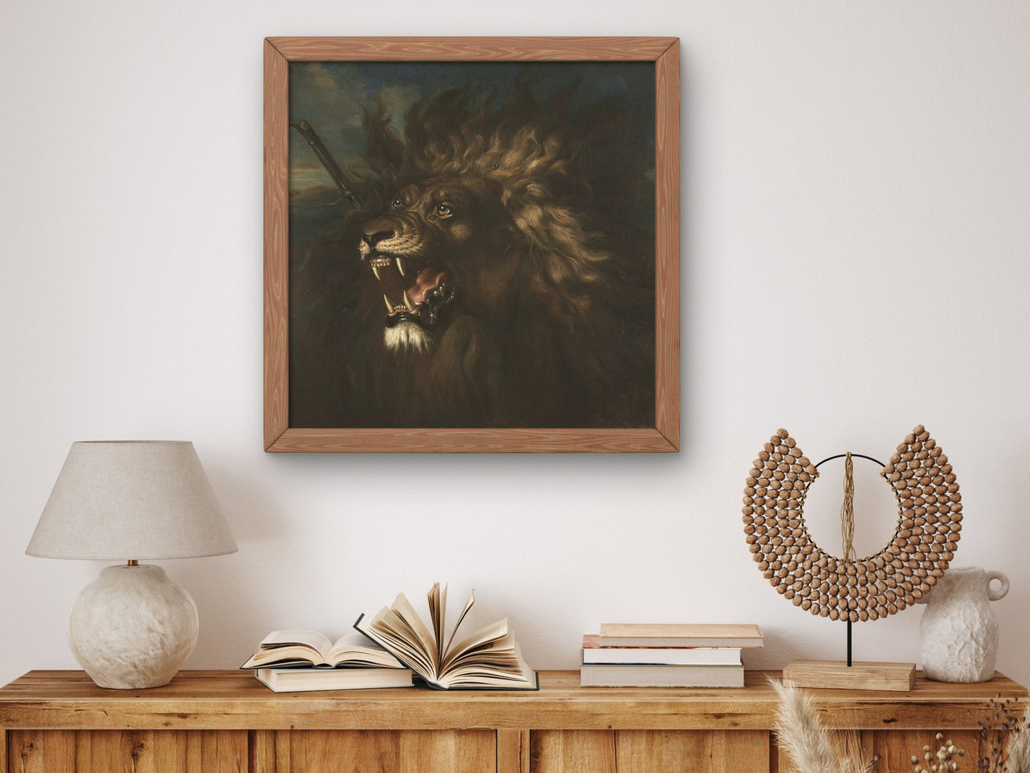 Wounded Lion by Raden Saleh 1839, Wall Art Print, Fine Art Reproduction, Museum Quality Decor, Poster