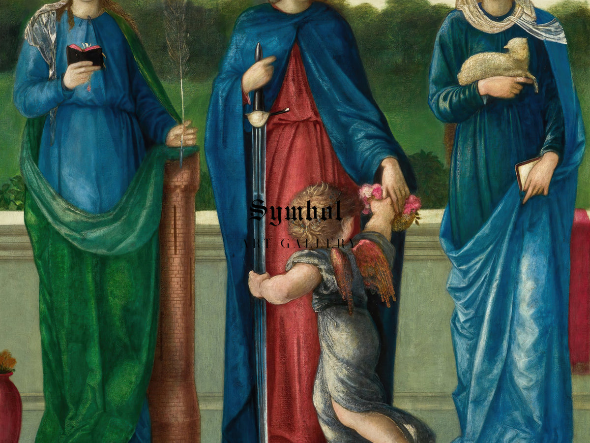 St Barbara, St Dorothy and St Agnes by Sir Edward Coley Burne Jones, Wall Art Print, Fine Art Reproduction, Museum Quality Decor, Poster