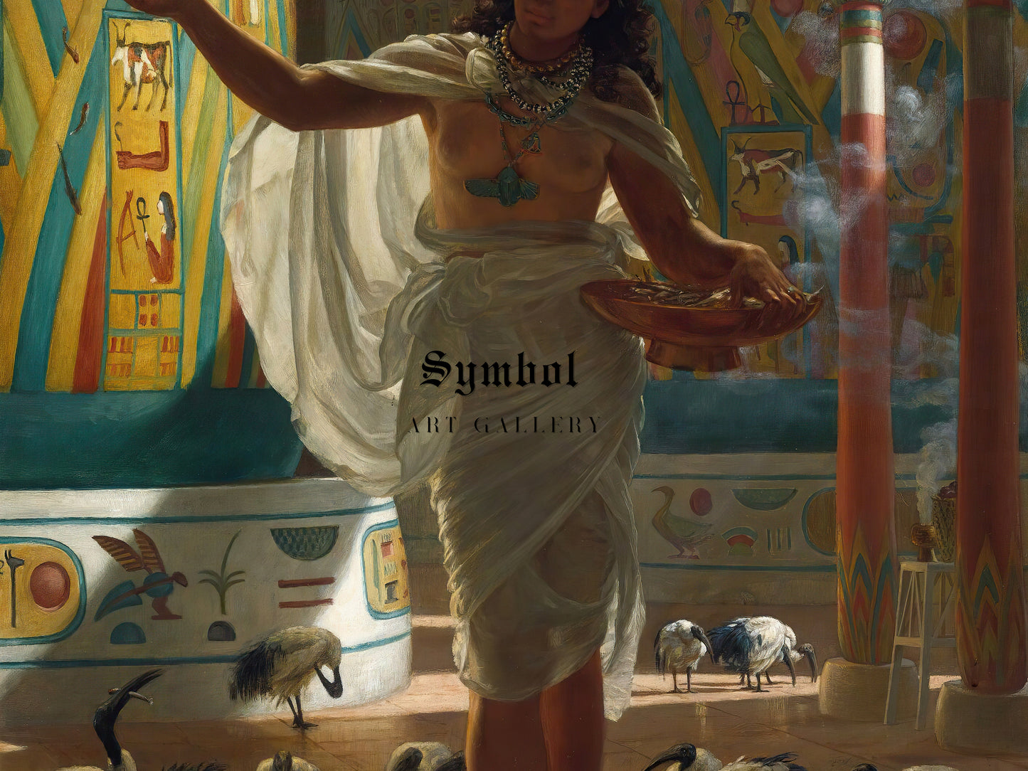 Feeding the Sacred Ibis in the Halls of Karnac by Edward John Poynter 1871, Wall Art Print, Fine Art Reproduction, Museum Quality Decor