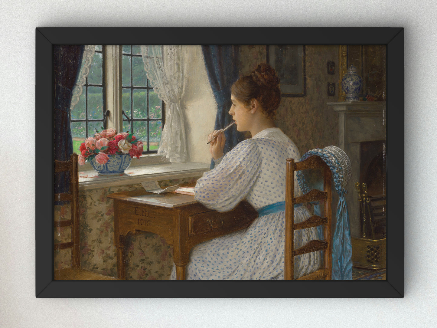 Straying Thoughts by Edmund Blair Leighton 1913, Wall Art Print, Fine Art Reproduction, Museum Quality Decor, Poster