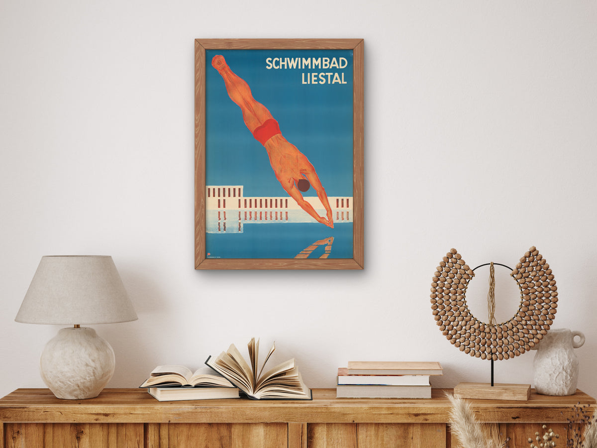 Liestal Swimming Pool by Otto Plattner 1934, Wall Art Print, Fine Art Reproduction, Museum Quality Decor, Poster