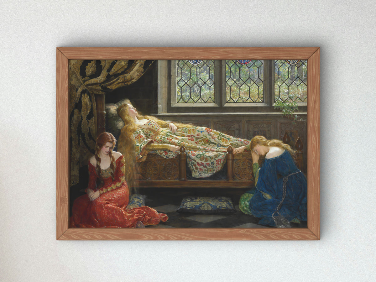 The Sleeping Beauty by John Collier 1921, Wall Art Print, Fine Art Reproduction, Museum Quality Decor, Poster