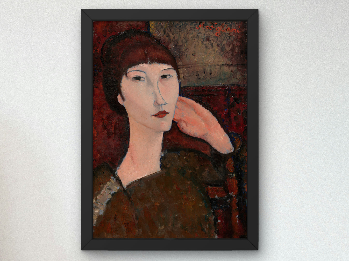 Adrienne, Woman with Bangs by Amedeo Modigliani 1917, Wall Art Print, Fine Art Reproduction, Museum Quality Decor, Poster