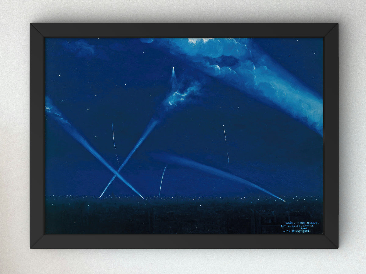 The Last Zeppelin Raid the Night of 29 to 30 January 1916 by Maurice Jean Bourguignon 1916, Wall Art Print, Fine Art Reproduction
