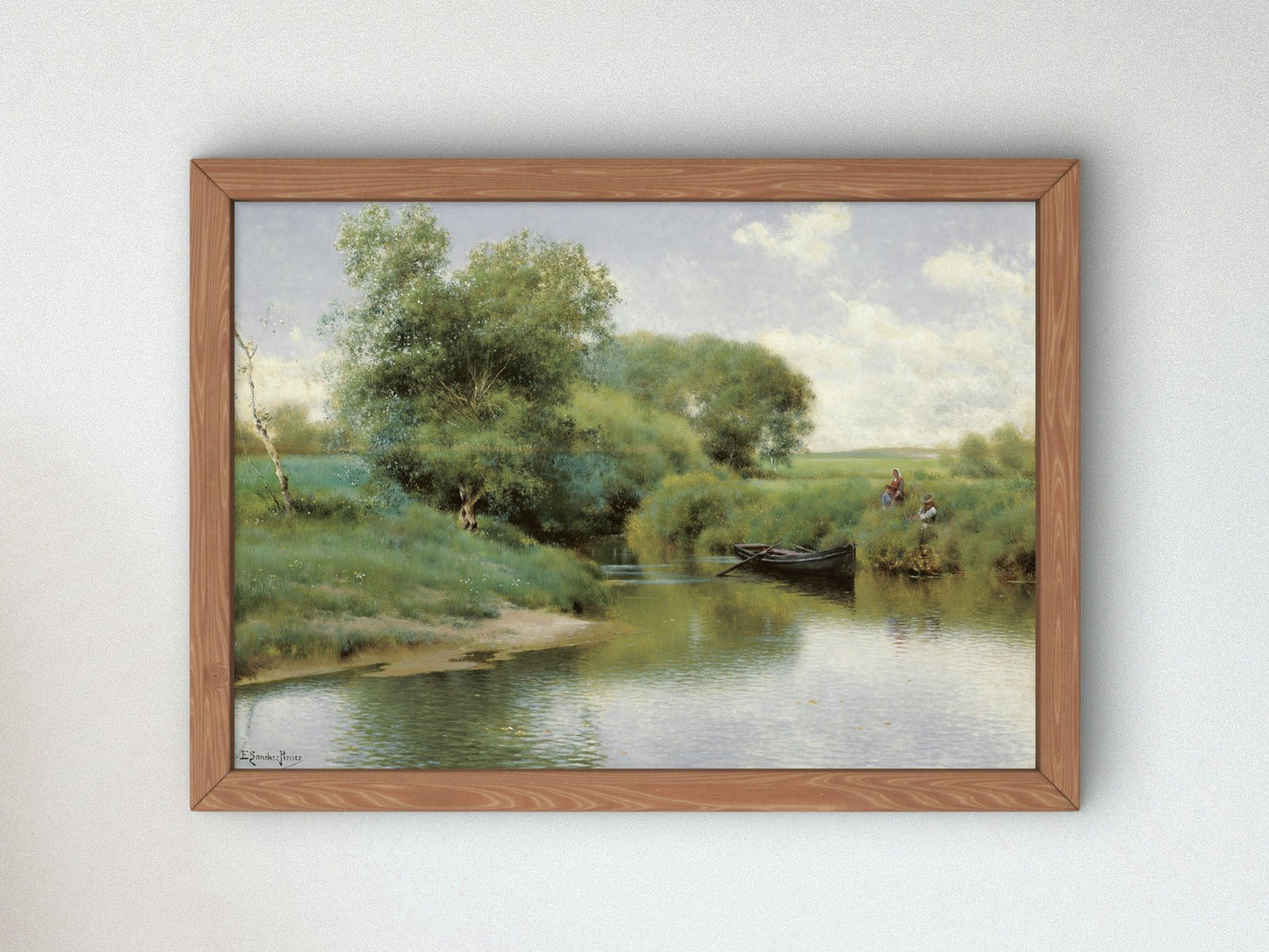 Boating on the River by Emilio Sánchez Perrier 1890, Wall Art Print, Fine Art Reproduction, Museum Quality Decor, Poster