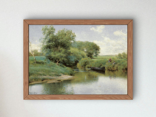 Boating on the River by Emilio Sánchez Perrier 1890, Wall Art Print, Fine Art Reproduction, Museum Quality Decor, Poster