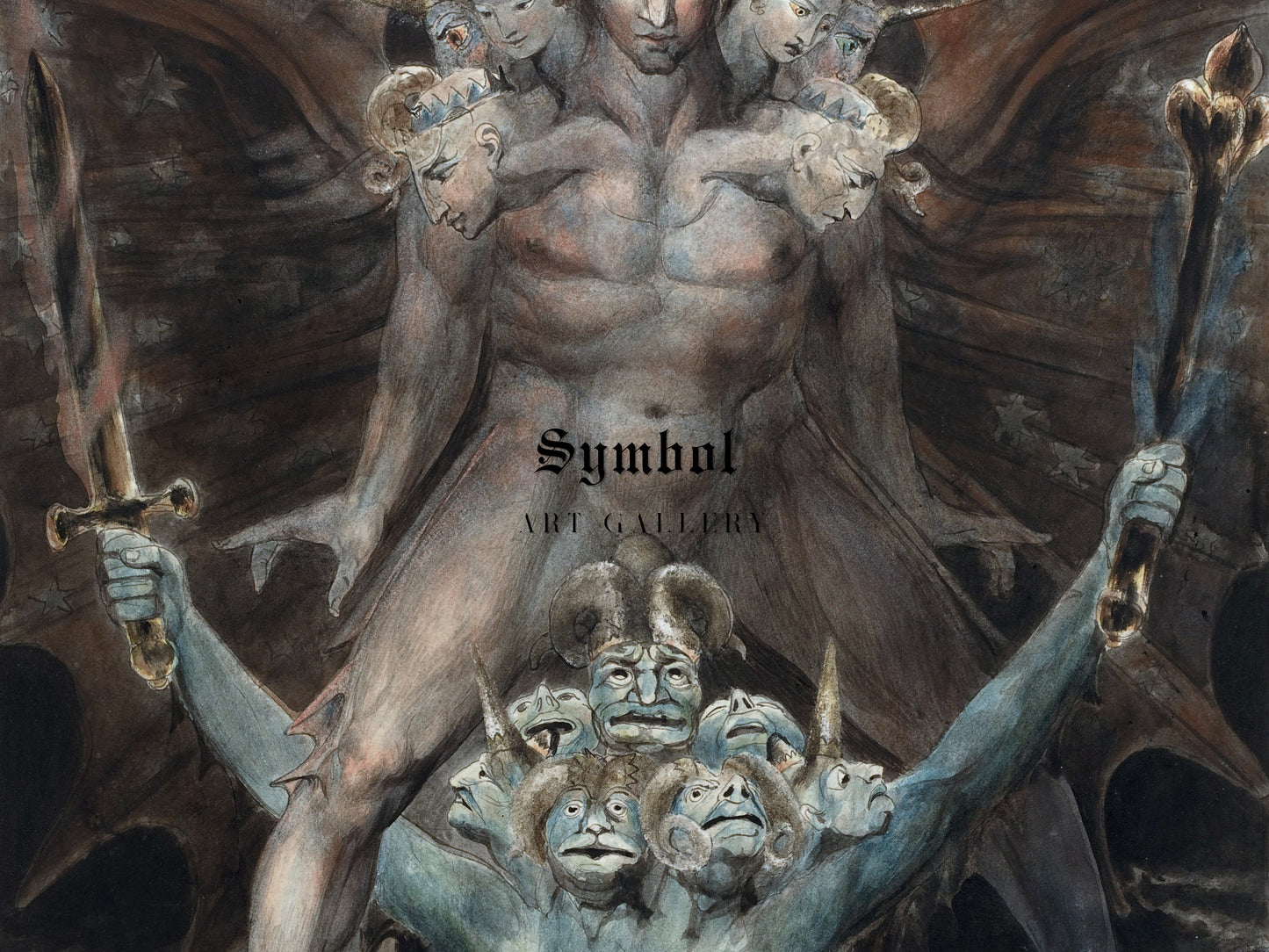 The Great Red Dragon and the Beast from the Sea by William Blake 1805, Wall Art Print, Fine Art Reproduction, Museum Quality Decor, Poster
