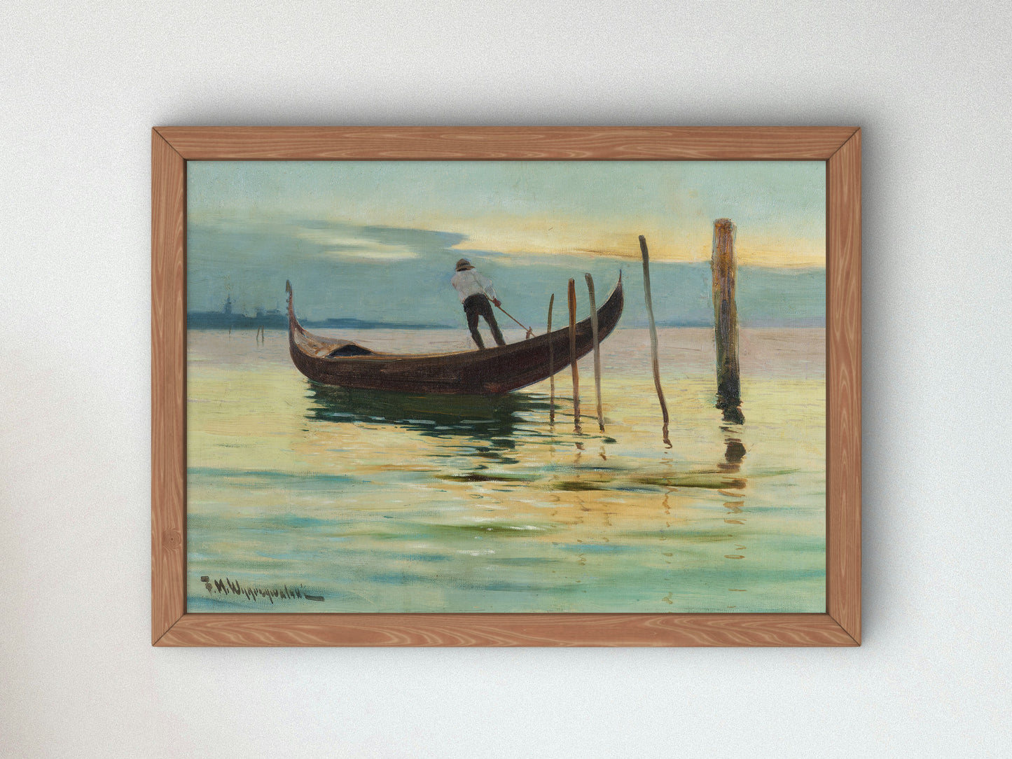 Gondolier by Feliks Michał Wygrzywalski, Wall Art Print, Fine Art Reproduction, Museum Quality Decor, Poster