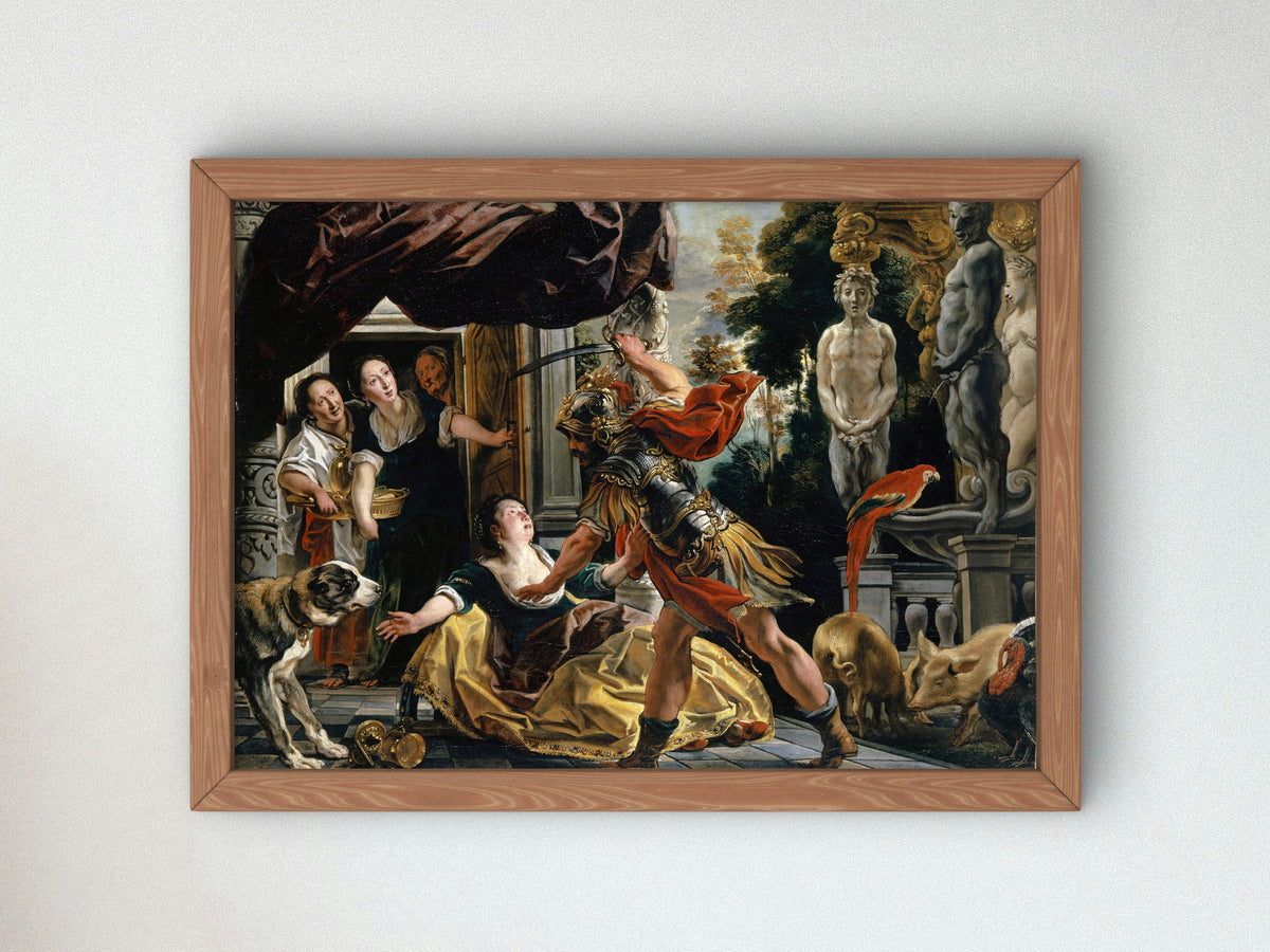 Ulysses Threatening Circe by Jacob Jordaens 1630, Wall Art Print, Fine Art Reproduction, Museum Quality Decor, Poster