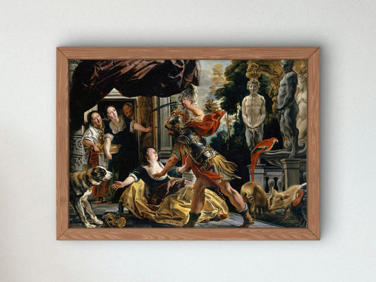 Ulysses Threatening Circe by Jacob Jordaens 1630, Wall Art Print, Fine Art Reproduction, Museum Quality Decor, Poster