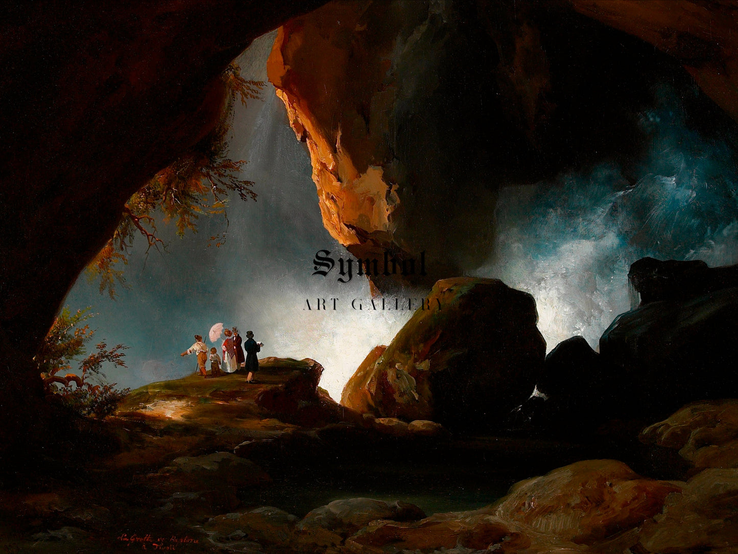 The Grotto of Neptune at Tivoli by Jean Charles Joseph Rémond 1833, Wall Art Print, Fine Art Reproduction, Museum Quality Decor, Poster