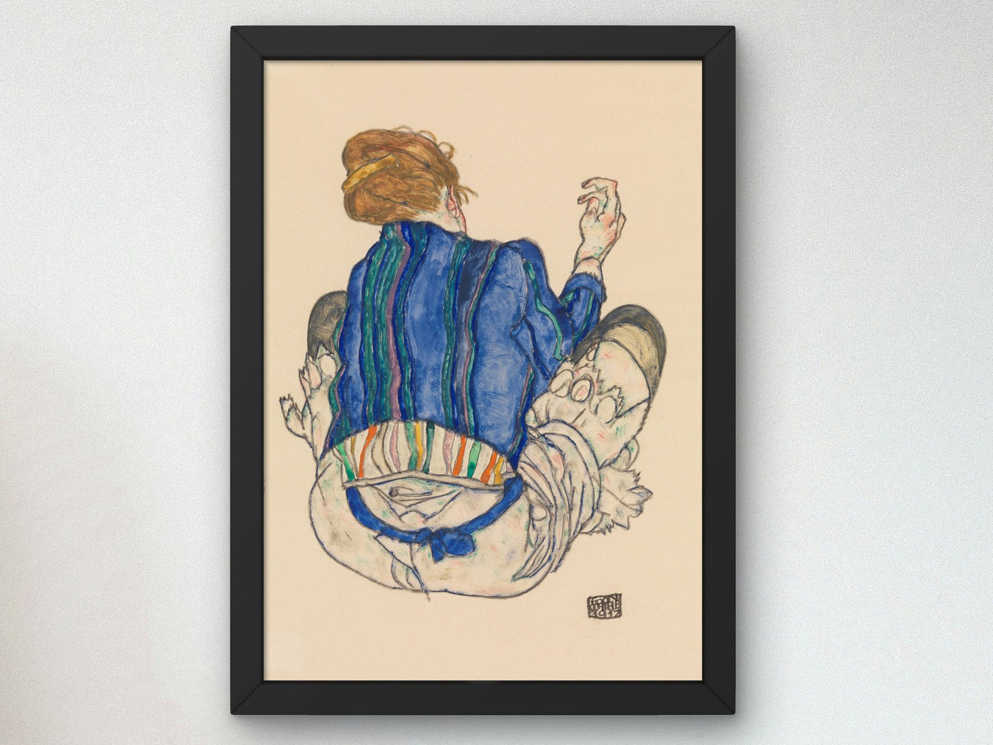 Seated Woman Back View by Egon Schiele 1917, Wall Art Print, Fine Art Reproduction, Museum Quality Decor, Poster