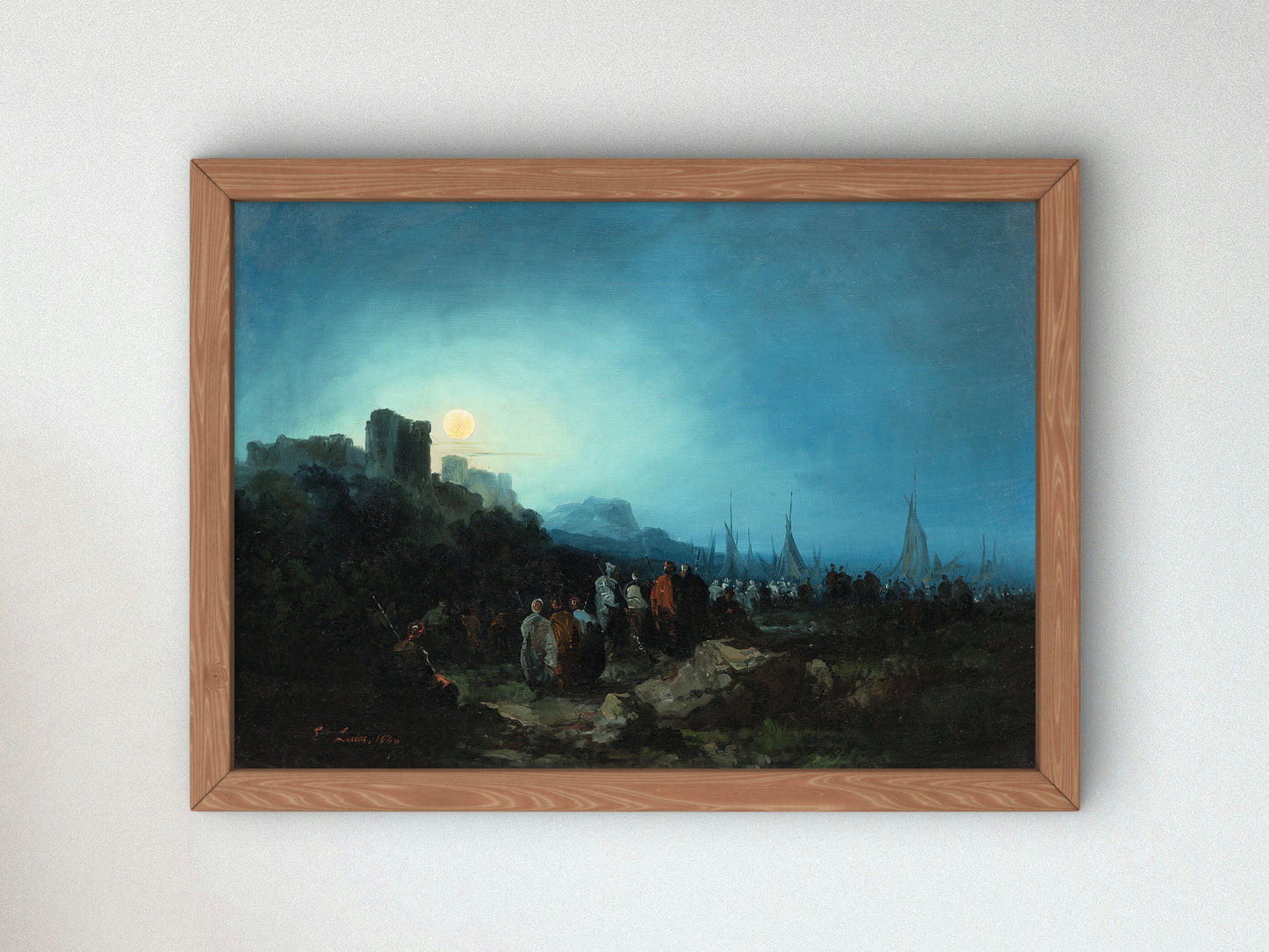 Moorish Scene by Moonlight by Eugenio Lucas Velázquez 1860, Wall Art Print, Fine Art Reproduction, Museum Quality Decor, Poster