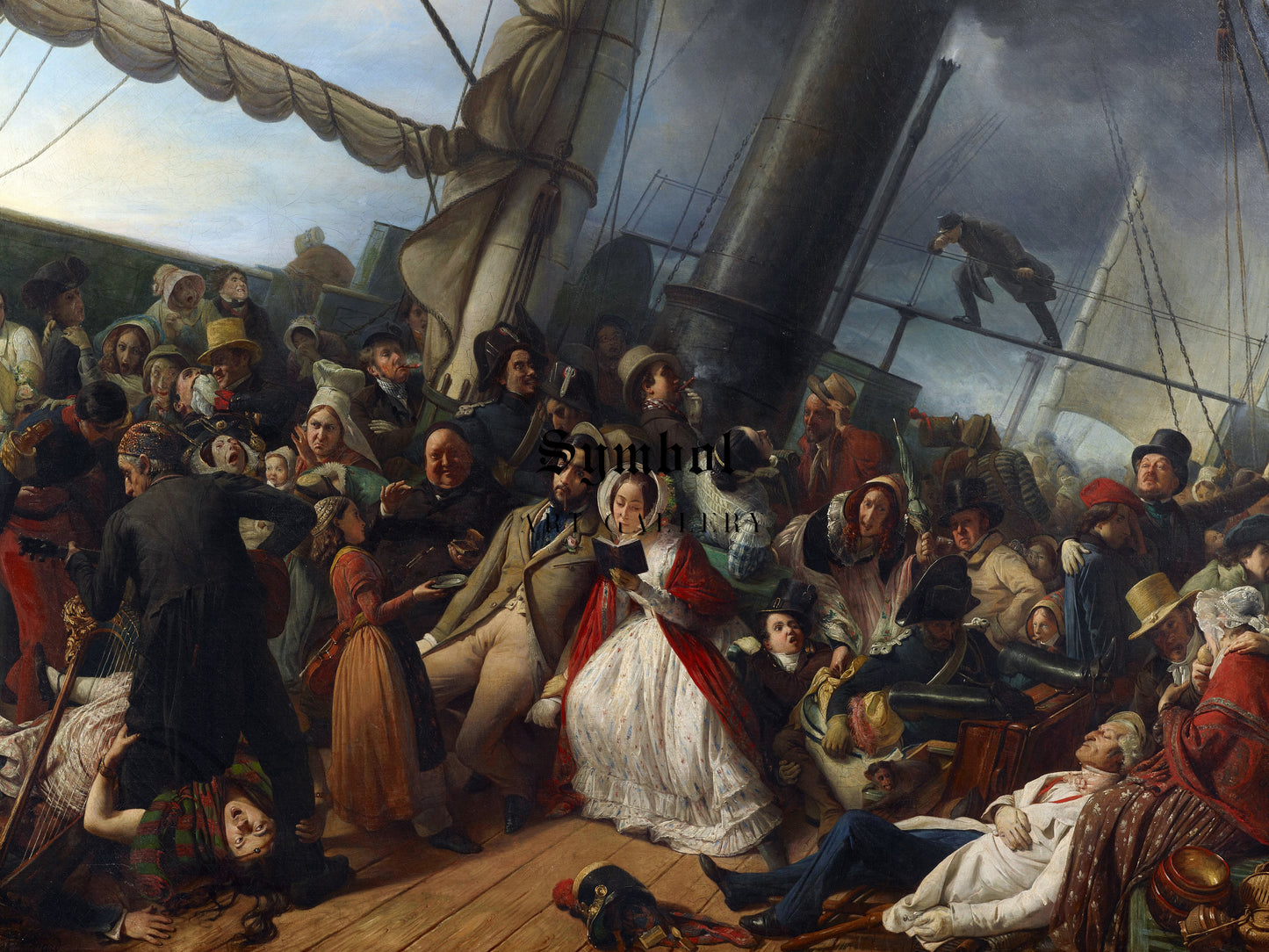Seasickness at the Ball, on Board an English Corvette by François Auguste Biard 1843, Wall Art Print, Fine Art Reproduction, Museum Quality