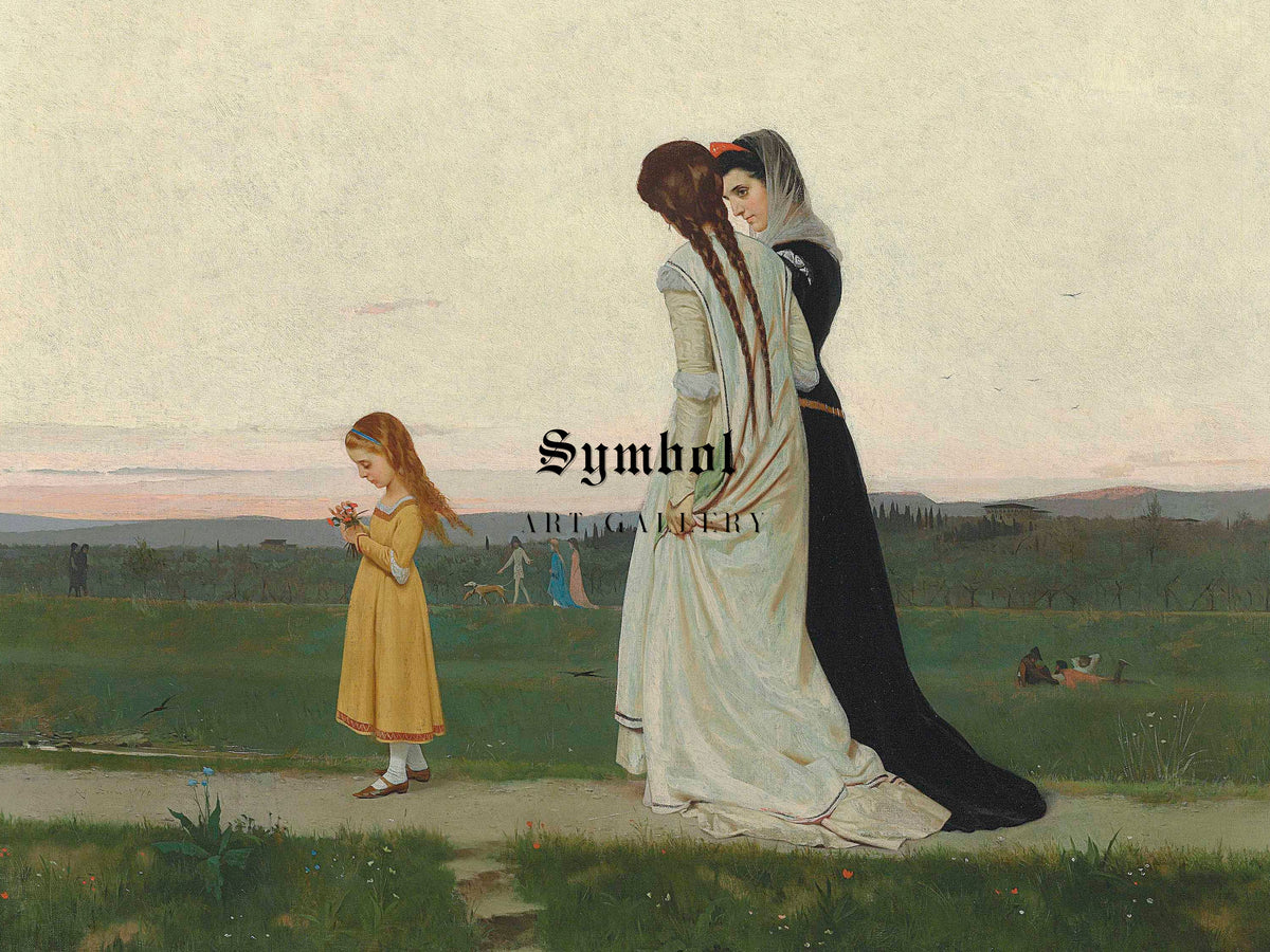 The Evening Walk, Environs of Florence by Raffaello Sorbi 1870, Wall Art Print, Fine Art Reproduction, Museum Quality Decor, Poster