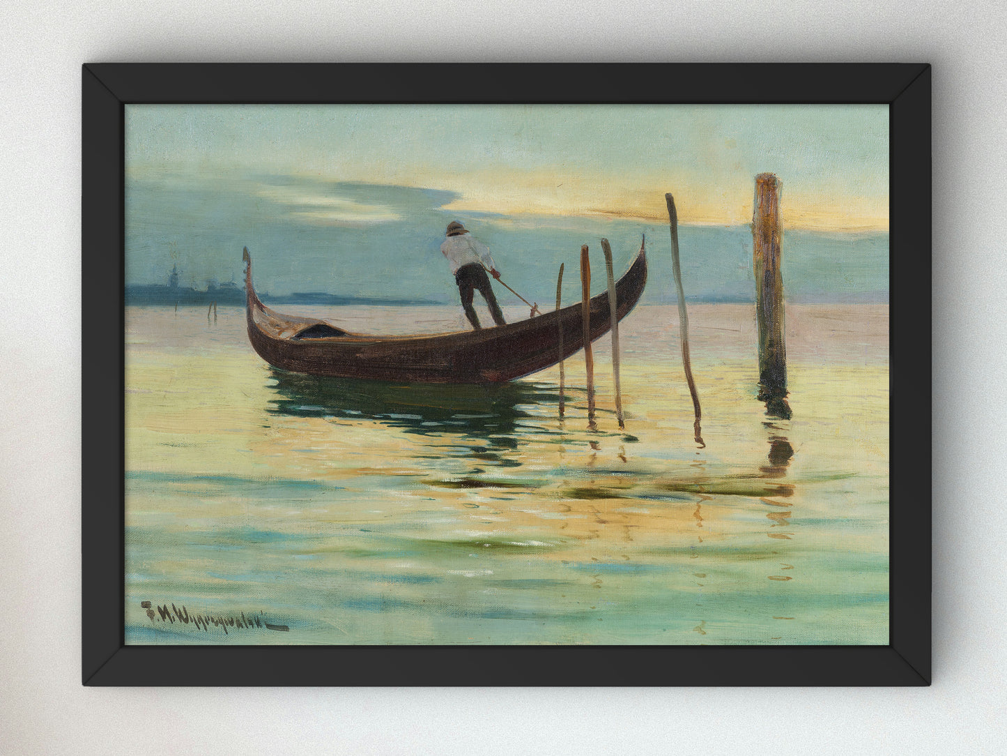 Gondolier by Feliks Michał Wygrzywalski, Wall Art Print, Fine Art Reproduction, Museum Quality Decor, Poster