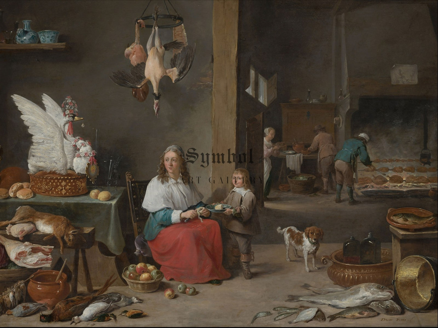 Kitchen Interior by David Teniers the Younger 1644, Wall Art Print, Fine Art Reproduction, Museum Quality Decor, Poster