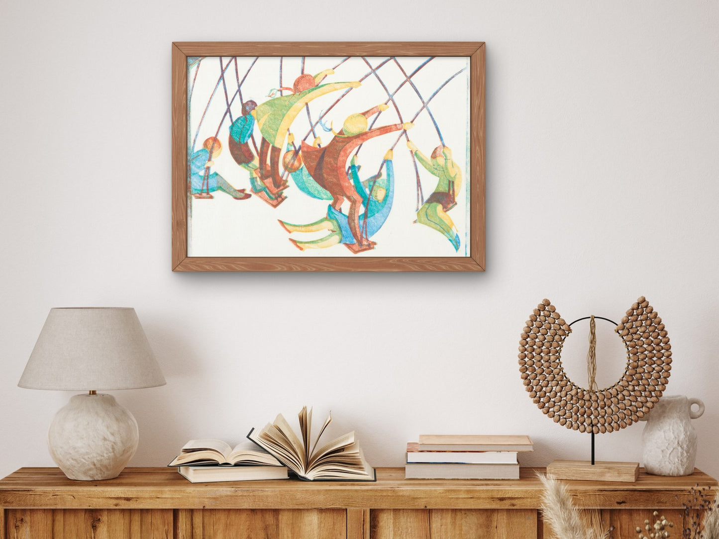 Swings by Ethel Spowers 1932, Wall Art Print, Fine Art Reproduction, Museum Quality Decor, Poster