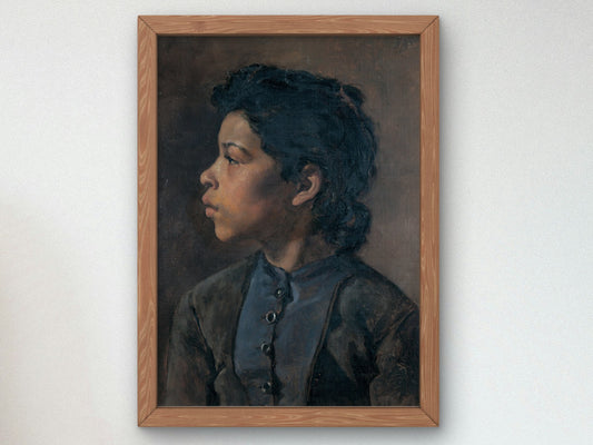 Head of a Girl by Elizabeth Nourse 1882, Wall Art Print, Fine Art Reproduction, Museum Quality Decor, Poster