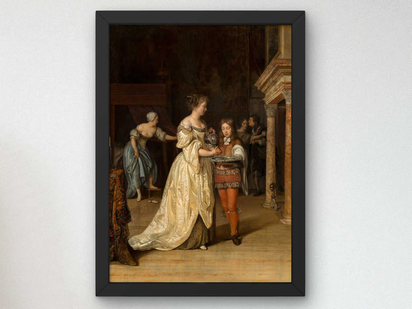 Interior with a Woman Washing her Hands by Eglon van der Neer 1675, Wall Art Print, Fine Art Reproduction, Museum Quality Decor, Poster