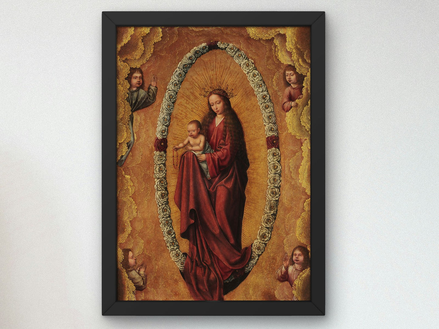 Virgin of the Rosary by Quentin Metsys 1520, Wall Art Print, Fine Art Reproduction, Museum Quality Decor, Poster