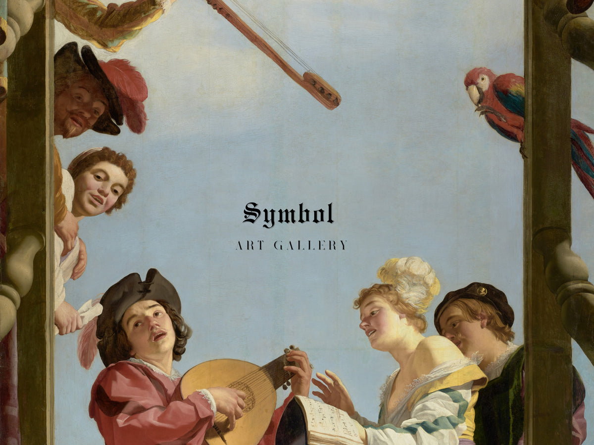Musical Group on a Balcony by Gerard van Honthorst 1622, Wall Art Print, Fine Art Reproduction, Museum Quality Decor, Poster