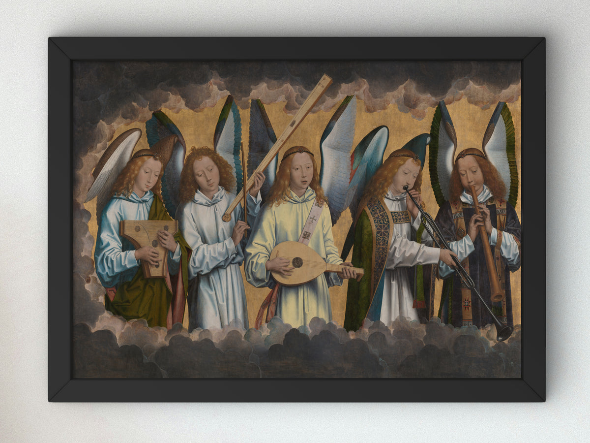 Music Making Angels by Hans Memling 1483, Wall Art Print, Fine Art Reproduction, Museum Quality Decor, Poster