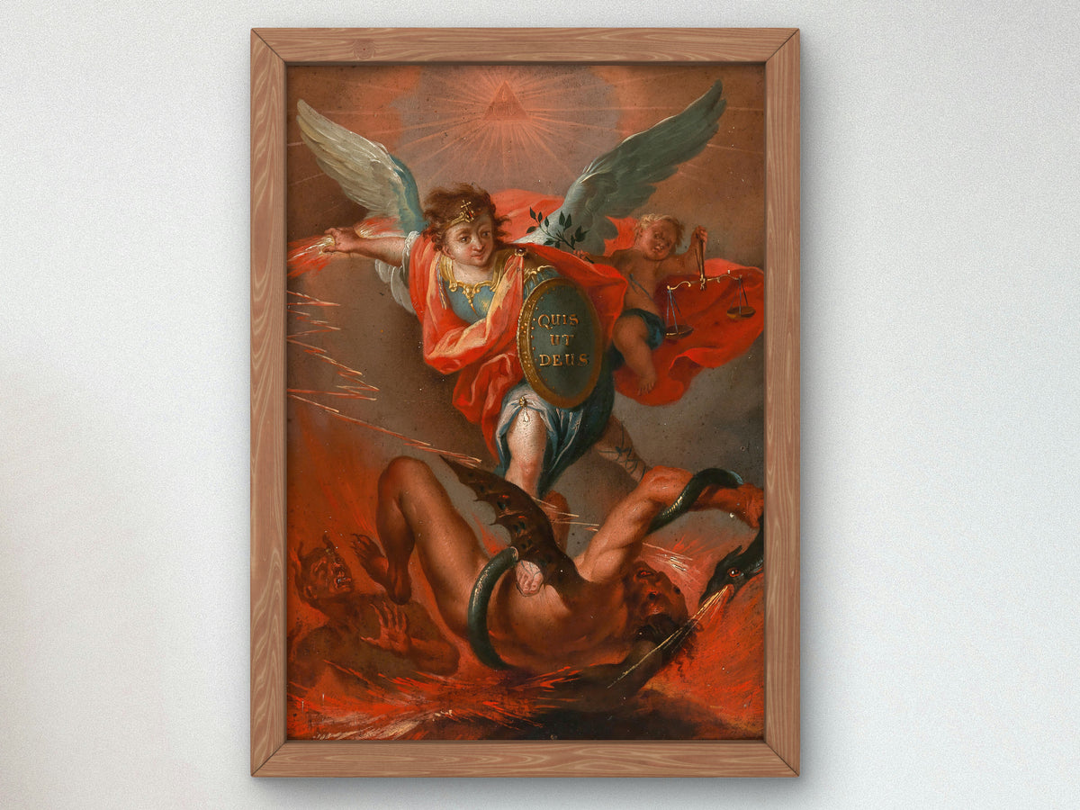Archangel Michael Slaying the Dragon by Gottfried Bernhard Göz, Wall Art Print, Fine Art Reproduction, Museum Quality Decor, Poster