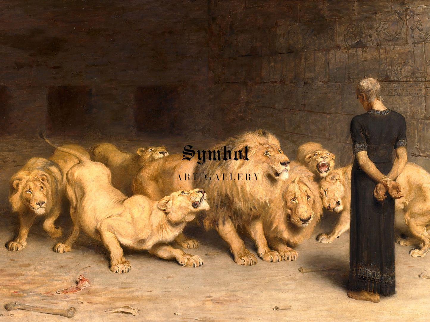Daniel in the Lions' Den by Briton Rivière 1872, Wall Art Print, Fine Art Reproduction, Museum Quality Decor, Poster