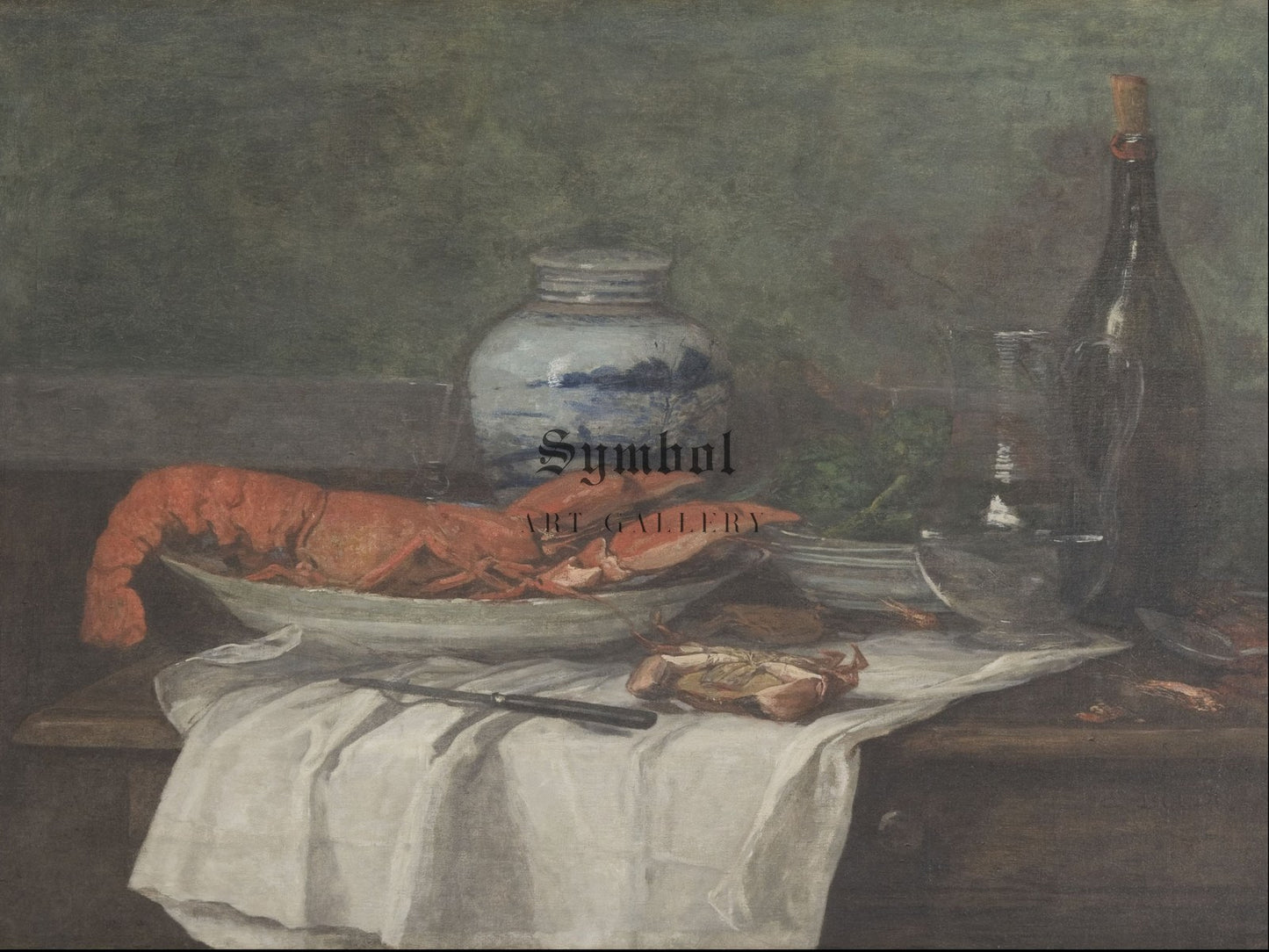 Still Life with Lobster on a White Tablecloth by Eugène Boudin, Wall Art Print, Fine Art Reproduction, Museum Quality Decor, Poster