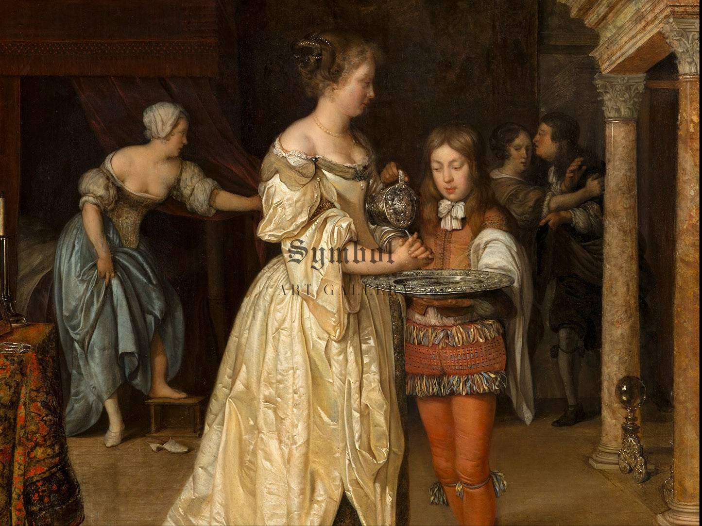 Interior with a Woman Washing her Hands by Eglon van der Neer 1675, Wall Art Print, Fine Art Reproduction, Museum Quality Decor, Poster