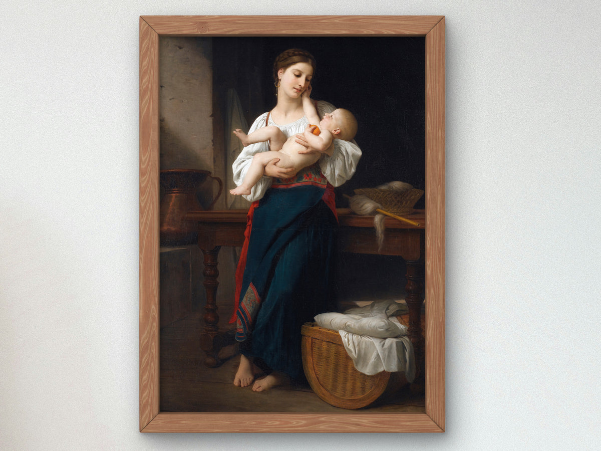 First Caresses by William Bouguereau 1901, Wall Art Print, Fine Art Reproduction, Museum Quality Decor, Poster