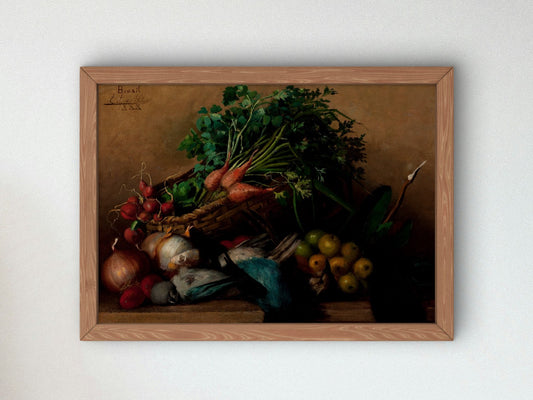 Still Life with Vegetables and Fruit by Estêvão Silva 1888, Wall Art Print, Fine Art Reproduction, Museum Quality Decor, Poster