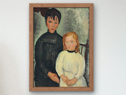 The Two Girls by Amedeo Modigliani 1918, Wall Art Print, Fine Art Reproduction, Museum Quality Decor, Poster