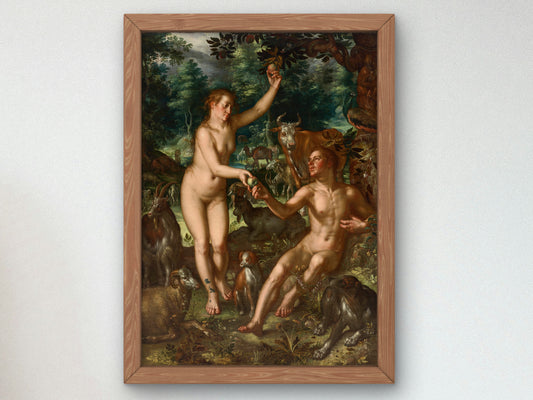 Adam and Eve by Joachim Wtewael 1610, Wall Art Print, Fine Art Reproduction, Museum Quality Decor, Poster