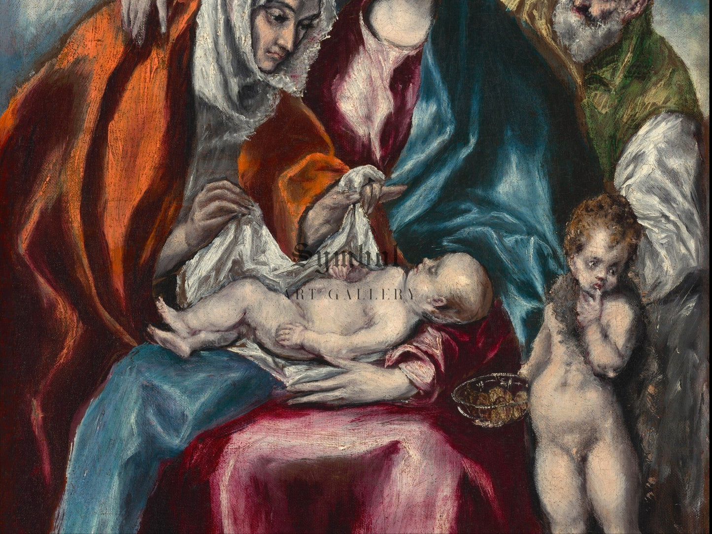 Holy Family with Saint Anne and the Infant John the Baptist by El Greco 1595, Wall Art Print, Fine Art Reproduction, Museum Quality Decor
