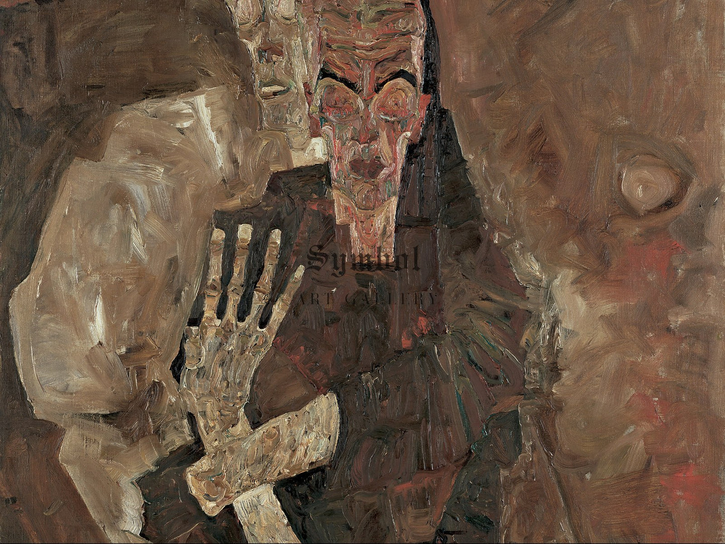 Self Seer II Death and Man by Egon Schiele 1911, Wall Art Print, Fine Art Reproduction, Museum Quality Decor, Poster