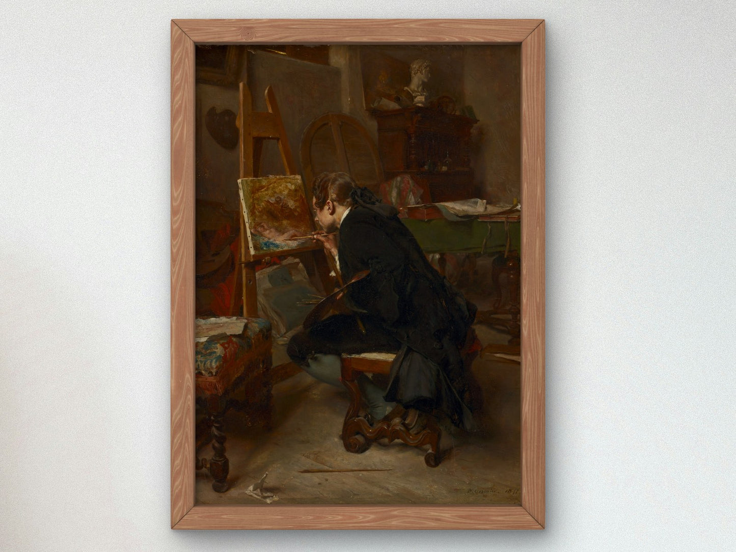 A Painter by Ernest Meissonier 1855, Wall Art Print, Fine Art Reproduction, Museum Quality Decor, Poster