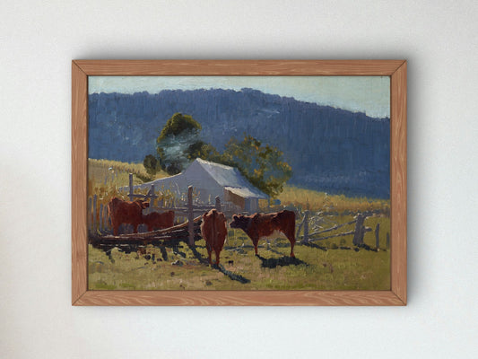Milking Time Araluen Valley by Elioth Gruner 1922, Wall Art Print, Fine Art Reproduction, Museum Quality Decor, Poster